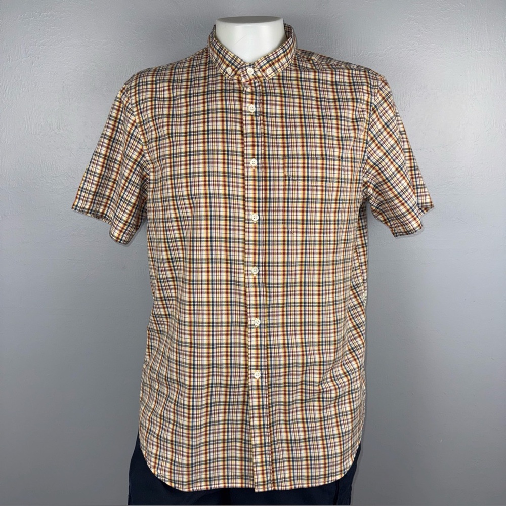 Outerknown Shirt Mens XL Plaid Organic Cotton Short Sleeve Button Front Casual